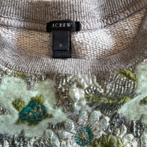 J.Crew Green Floral Brocade Women's Sweatshirt - Picture 5 of 6